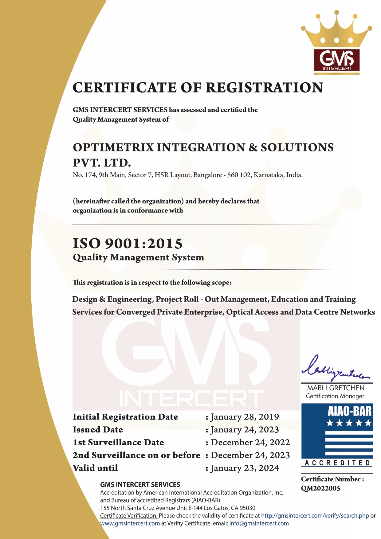 ISO: 9001-2015 Certificate